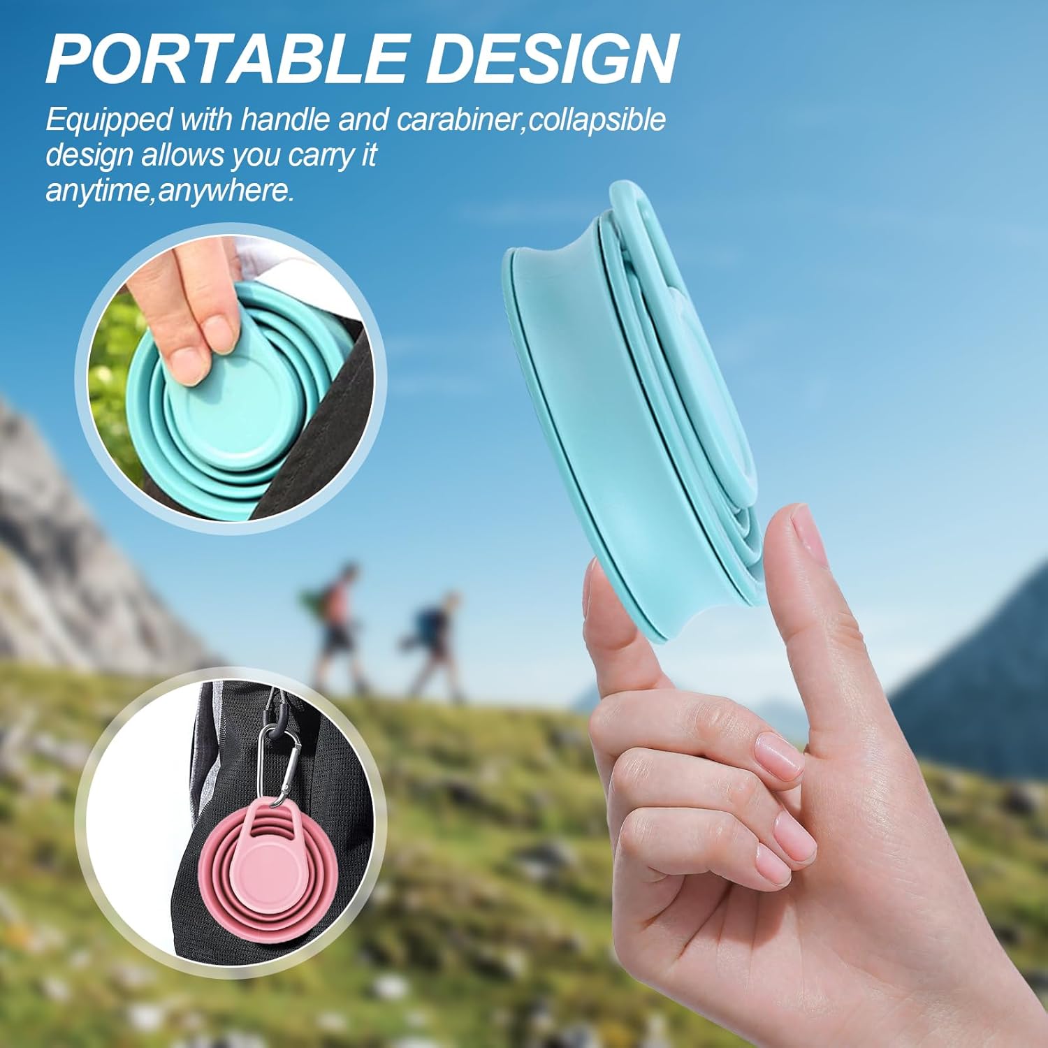 17oz Collapsible Water Bottle,Reuseable BPA Free Silicone Foldable Water Bottles for Outdoor, Travel Gym Hiking,Backpacking Portable & Leakproof,Portable Leak Proof Sports Water Bottle (B) - Image 4