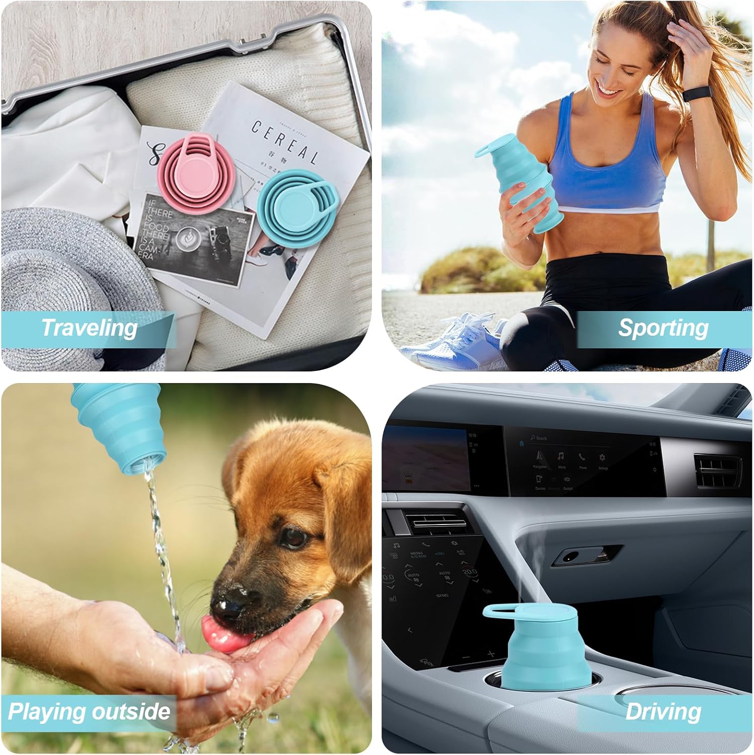 17oz Collapsible Water Bottle,Reuseable BPA Free Silicone Foldable Water Bottles for Outdoor, Travel Gym Hiking,Backpacking Portable & Leakproof,Portable Leak Proof Sports Water Bottle (B) - Image 5