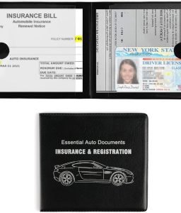 UYYE Car Registration and Insurance Card Holder, Vehicle Glove Box Car Organizer, Interior Car Accessories for Documents, Cards, License - 2 Pack